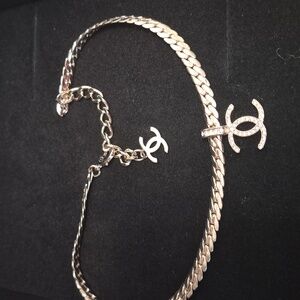 Rare! CHANEL Snake Necklace with Multi Logo Charm 16"